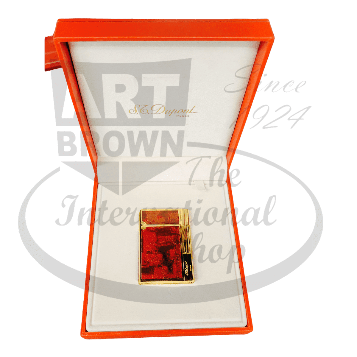 S.T. Dupont Gatsby Brown/Orange Lacquer and Dust Gold Lighter, 018577