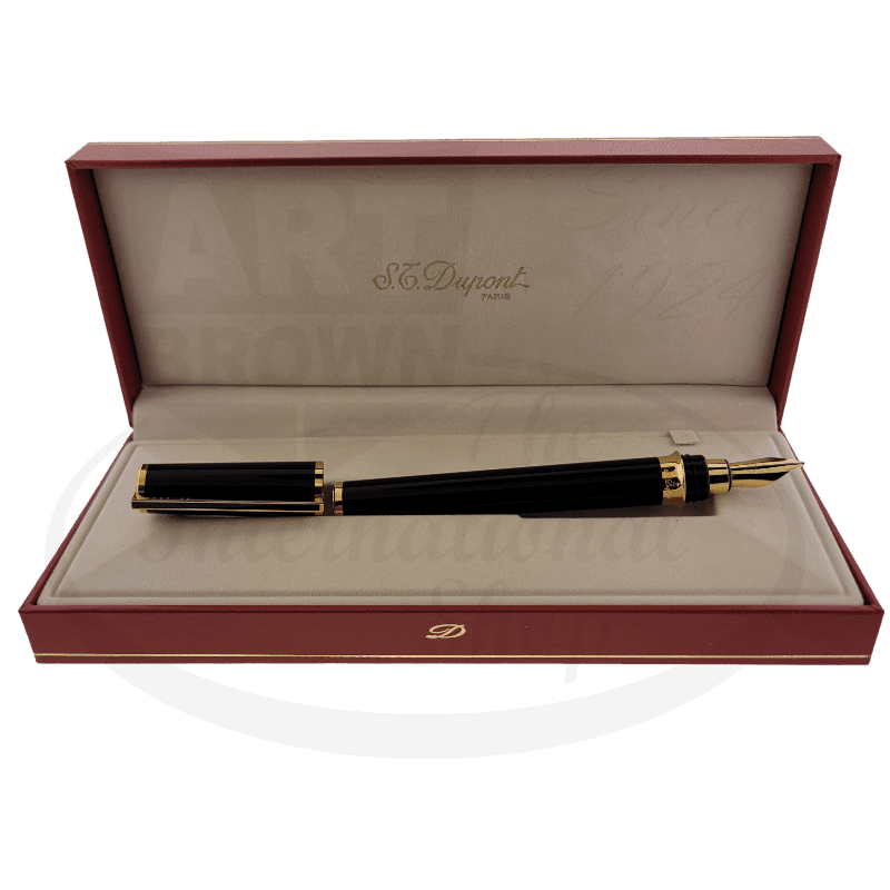 S.T. Dupont Montparnasse Large Black Lacquer and Gold Fountain Pen, 411274