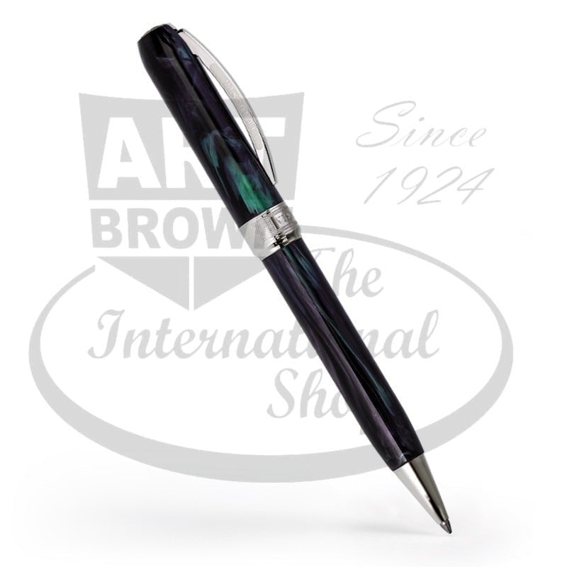 Visconti Rembrandt Art Collection Pen in dark variegated resin with silver clip and magnetic closure, twist ballpoint