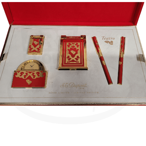 S.T. Dupont Limited Edition Teatro Collectors Red Lacquer and Gold Set