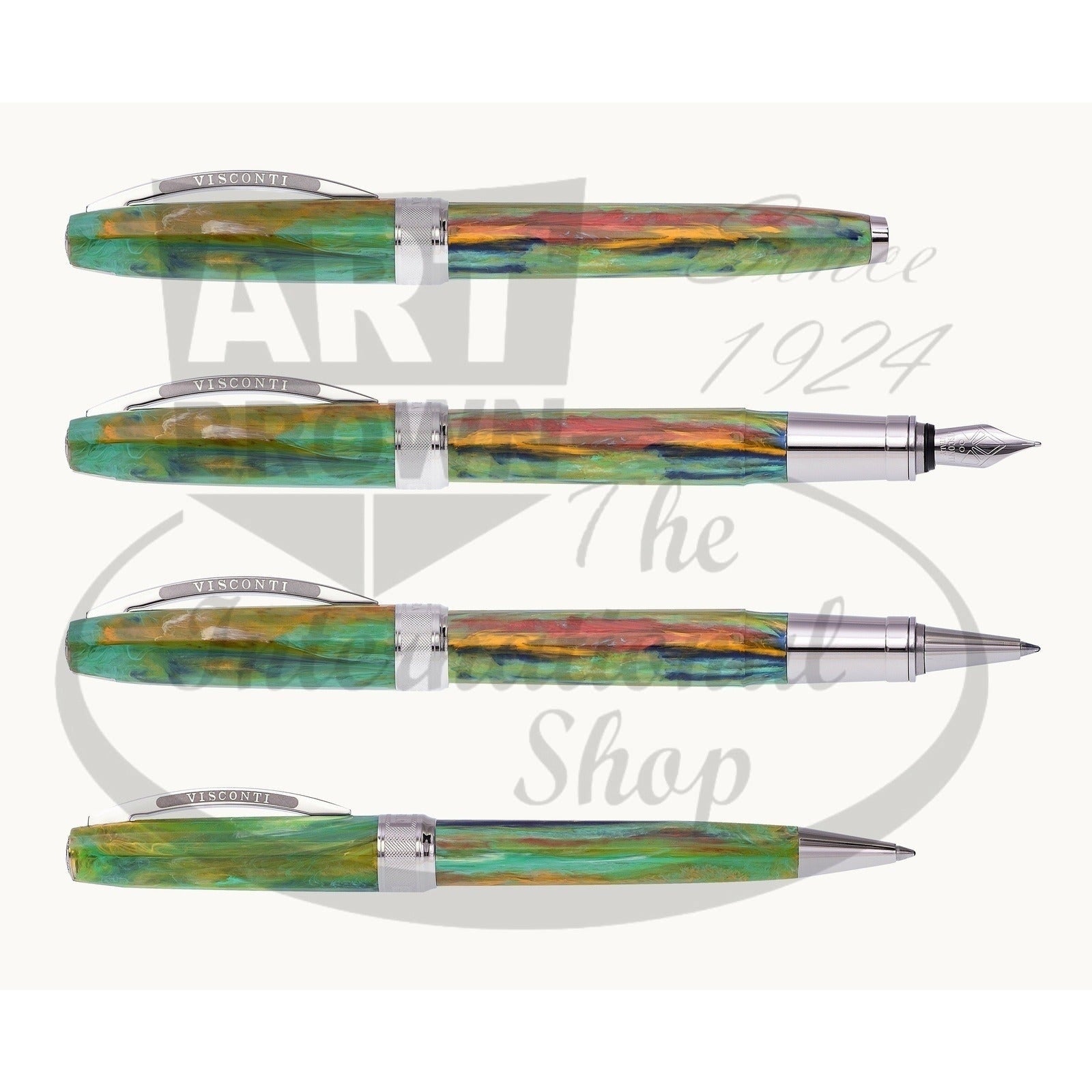 Visconti Van Gogh "The Impressionist Collection" Pen in resin with multicolor palette and silver accents, fountain and ballpoint styles.