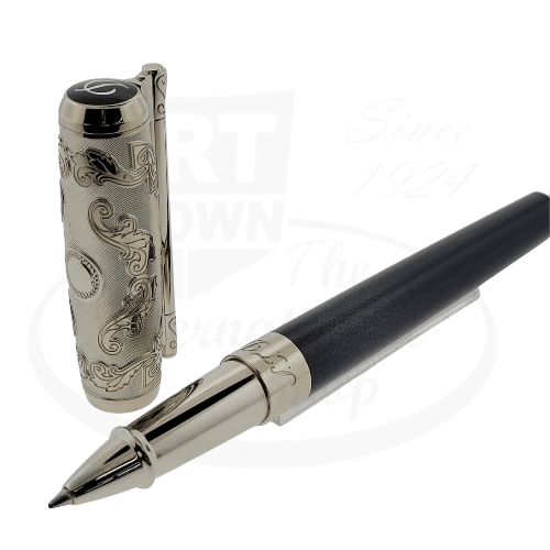 S.T. Dupont Line D Black Lacquer Platinum Wild West Rollerball Pen, 412065