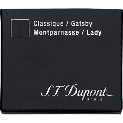 ST Dupont fountain pen ink cartridges 040100 in black cardboard box, compatible with Classique Gatsby Montparnasse Lady models, 6-pack